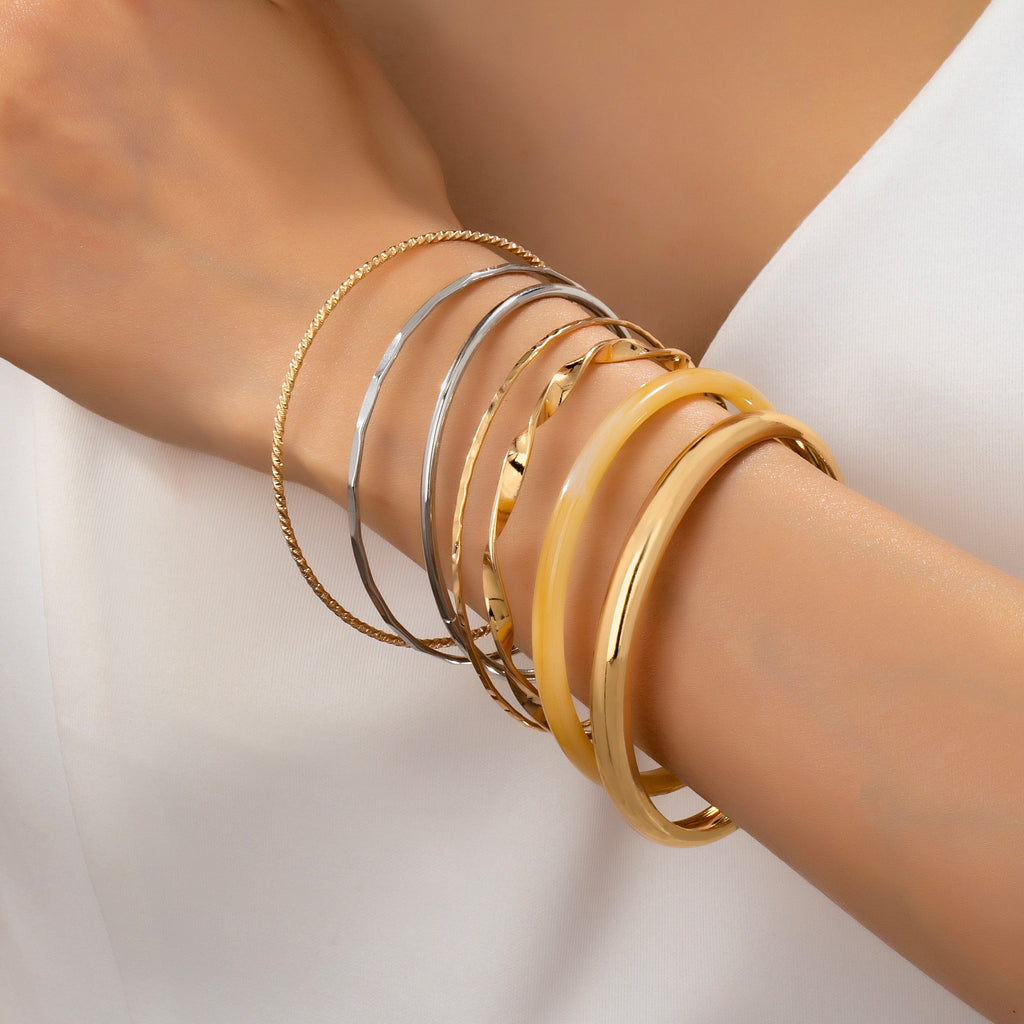 Gold and Acrylic Multi Bangle Set Bracelet | 80B1590