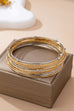 Gold Silver Rhinestone Textured Multi Bangle Set | 80B1612