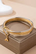 Gold Silver Heart Linked Multi Bangle Set Bracelet | 80B1591