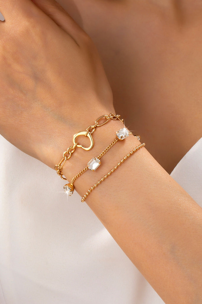 Rectangle Stone Heart CHarm Multi Layer Bracelet | 80B1595