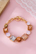 Pastel Multi-Crystal Gold Link Toggle Bracelet | 80B1585
