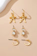 Pearl Crystal Teardrop Bow Trio Earring Set | 80E61791