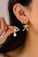 Pearl Crystal Teardrop Bow Trio Earring Set | 80E61791