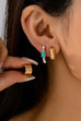 Turquoise Enamel Hoop Trio Earring Set | 80E61666