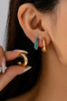 Turquoise Enamel Hoop Trio Earring Set | 80E61664