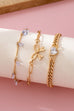 Bow & Crystal Heart Charm Layered Bracelet Set | 80B1628