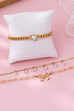 Bow & Crystal Heart Charm Layered Bracelet Set | 80B1628