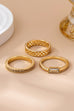 Gold Textured & Crystal Stacking Ring Trio | 80R154