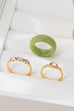Jade & Crystal Gold Stacking Ring Trio | 80R156