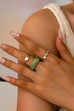 Jade & Crystal Gold Stacking Ring Trio | 80R156