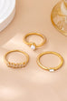 Pearl & Crystal Delicate Gold Ring Trio | 80R159
