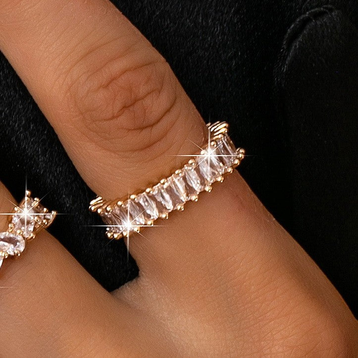 Gold TearDrop Marquise Crystal Eternity Ring | 80R161
