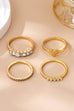 Gold-Tone Mixed Crystal & Pearl Stacking Ring Set | 80R177