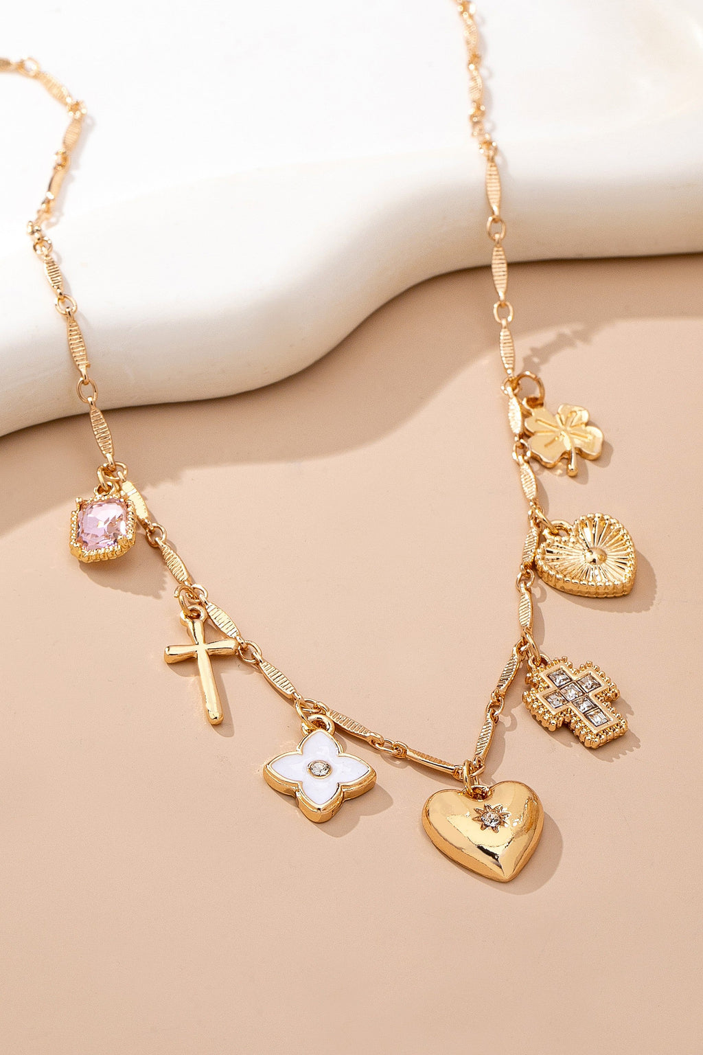 CHARM NECKLACE-crosses hearts flowers clovers | 80N92807