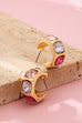 Gold-Tone Multi Color Gem Crystal Hoop Earrings | 80E61876