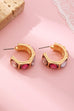 Gold-Tone Multi Color Gem Crystal Hoop Earrings | 80E61876