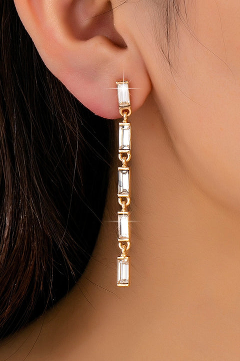 Gold-Tone Baguette Crystal Linear Drop Earrings | 80E61861