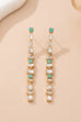 Turquoise & Clear Crystal Linear Drop Earrings | 80E61862