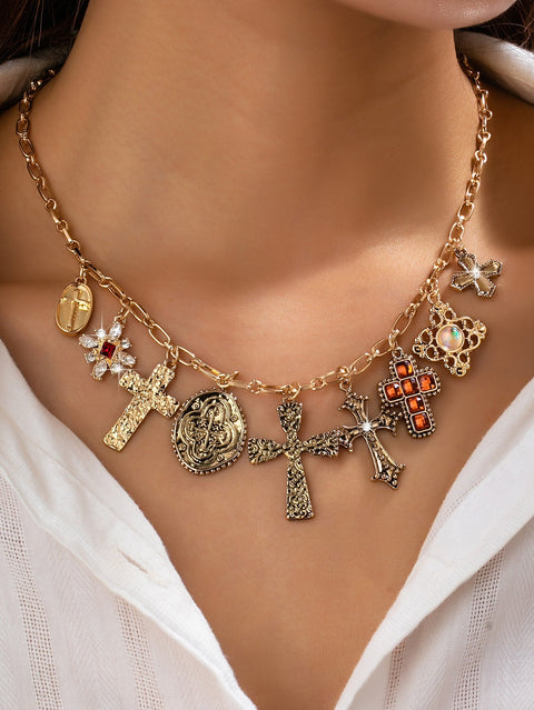Charm Necklace-Gothic Cross Charms | 80N92813