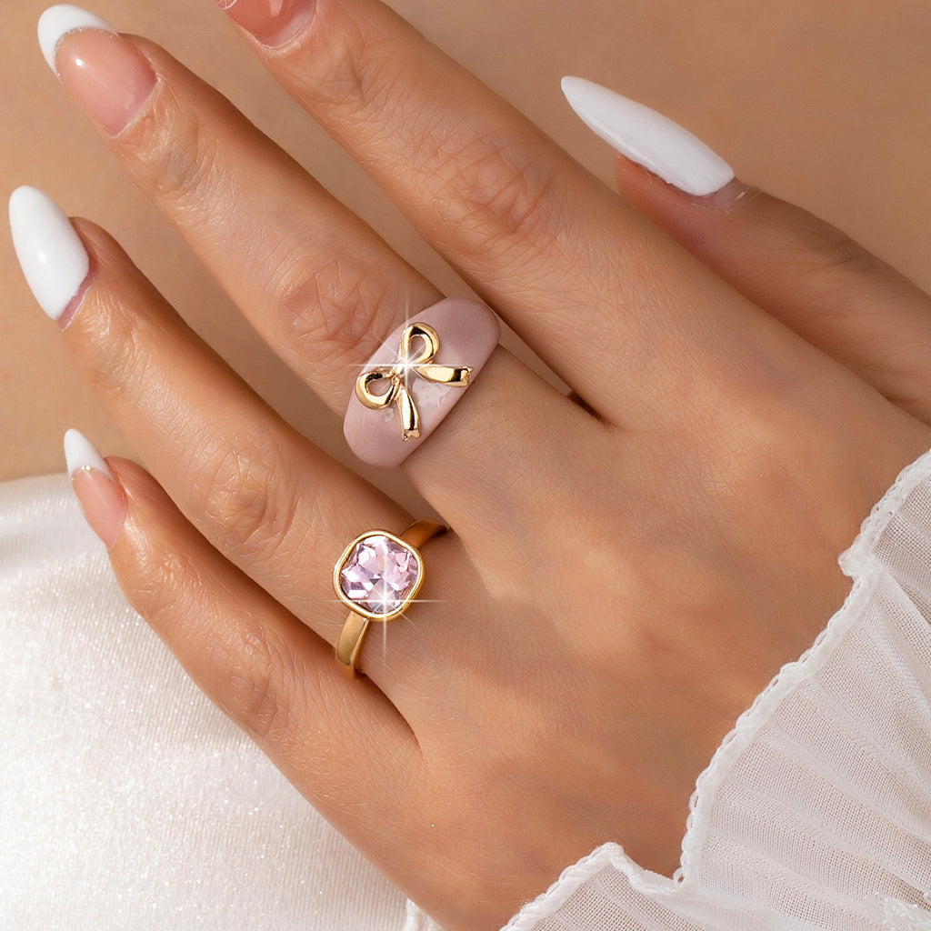 Bow-Accented Pink Gem Ring | 80R207