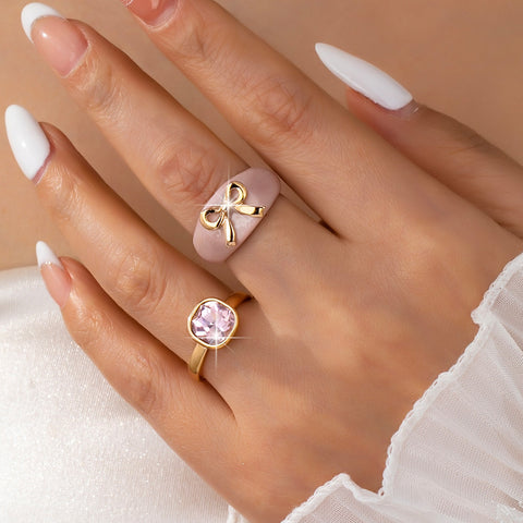 Bow-Accented Pink Gem Ring | 80R207