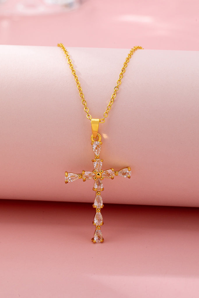 Rainbow  Crystal Cross Pendant Necklace | 80N92816