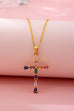 Rainbow  Crystal Cross Pendant Necklace | 80N92816