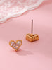 Heart Crystal Gold Bubble Stud Earrings | 80E61928