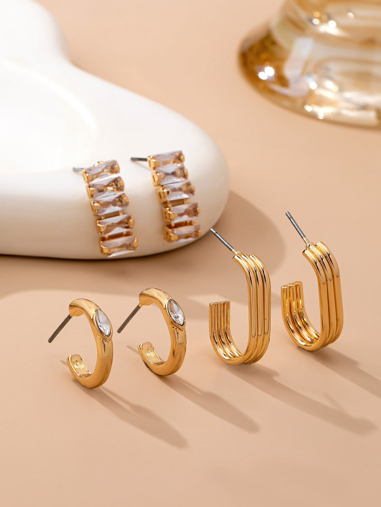 Crystal & Gold Hoop Earring Set | 80E61948