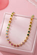 Rainbow Bezel-Set Gemstone Tennis Necklace | 80N92827
