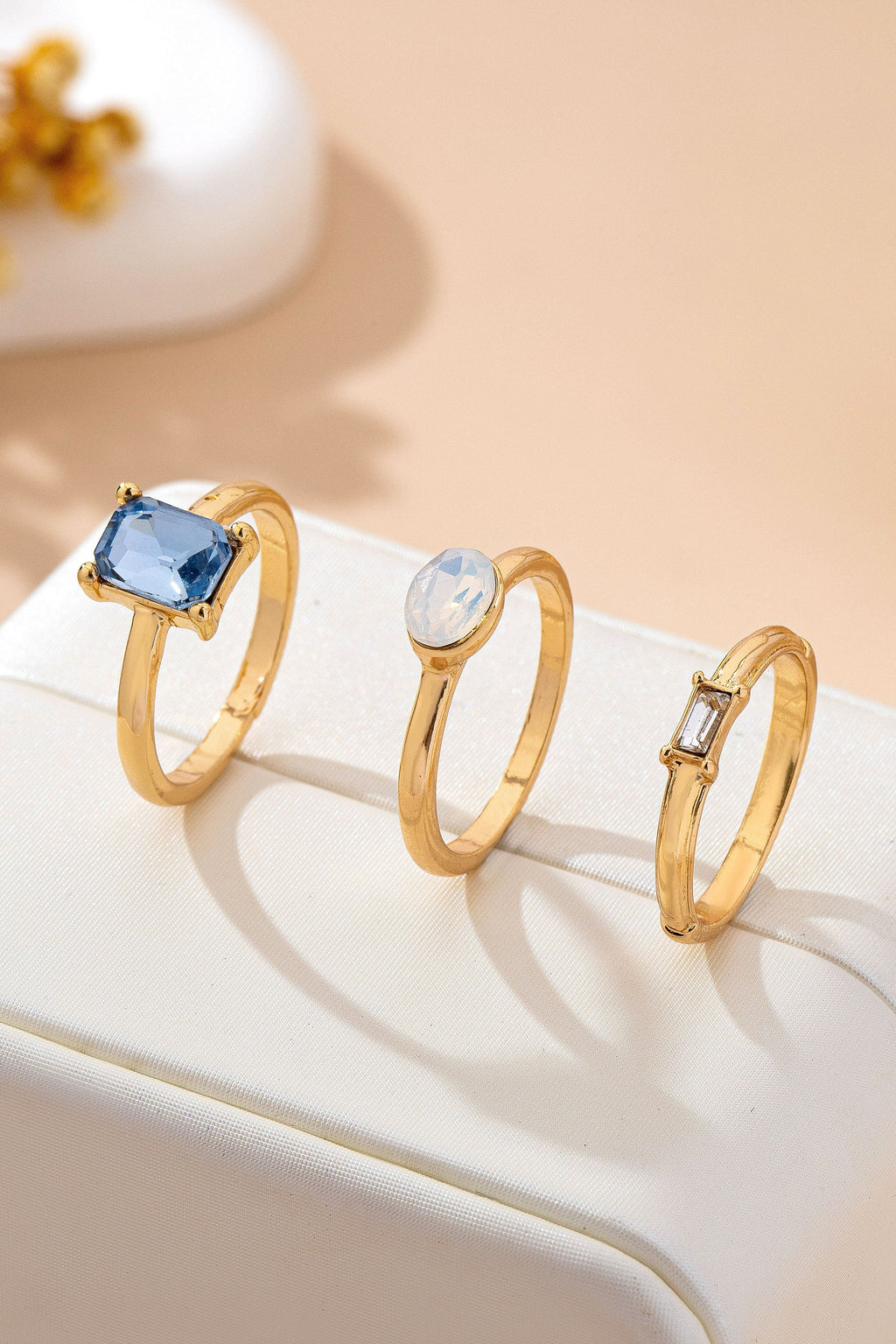 Aquamarine & Moonstone Triple Band Ring Set | 80R230