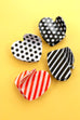 Polka Dot & Striped Heart Hair Claw Clips | 40H1053