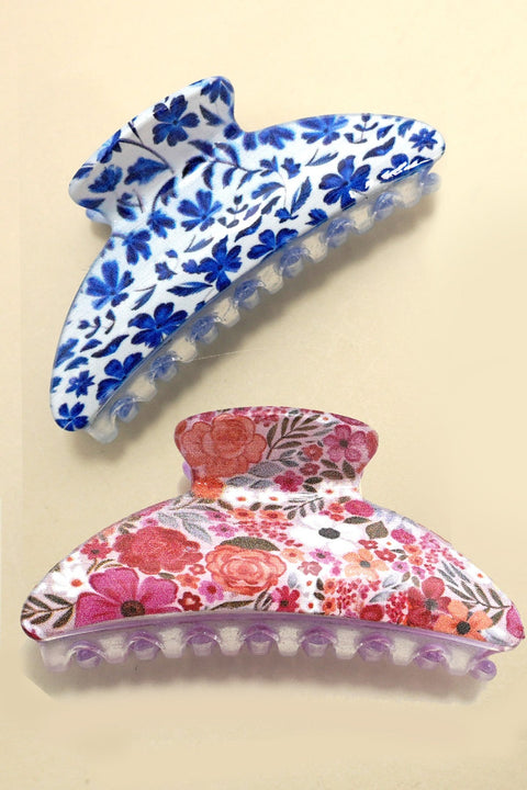 Floral Print Hair Claw Clips | 40H1054