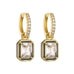 Enamel & Emerald-Cut Crystal Huggie Drop Earrings | 40E475