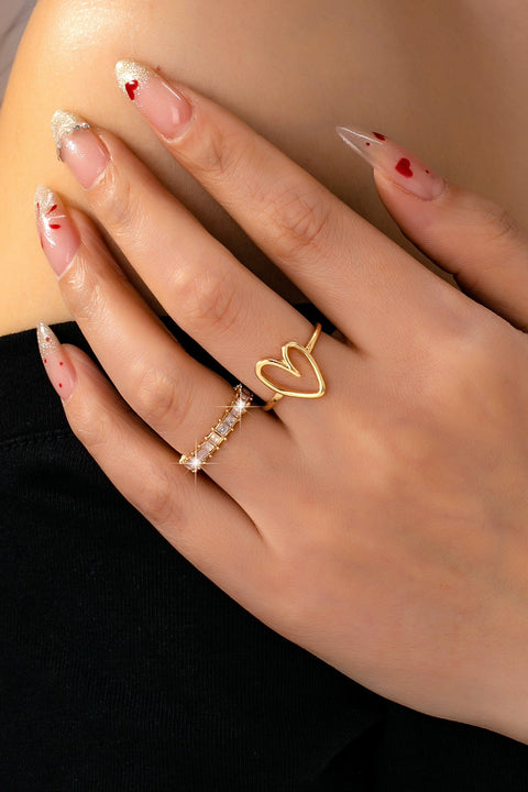 Baguette Crystal Heart Open Ring | 80R245