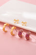 Pink Crystal Bow & Heart Earring Set | 80E62086