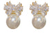 Pearl & Crystal Bow Drop Earrings | 40E483