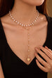 Layered Pearl Y-Necklace with Heart Pendant | 40NK9672