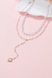 Layered Pearl Y-Necklace with Heart Pendant | 40NK9672