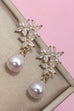Shimmering Floral Vine Pearl Drop Earrings | 40E485