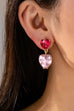 Amethyst & Rose Crystal Double Heart Drop Earrings | 80E62097