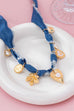 Distressed Denim Heart Floral Charm Necklace | 80N92861