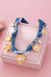Distressed Denim Heart Floral Charm Necklace | 80N92861