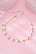 Crystal Drop Charm Pearl Station Necklace | 80N92862