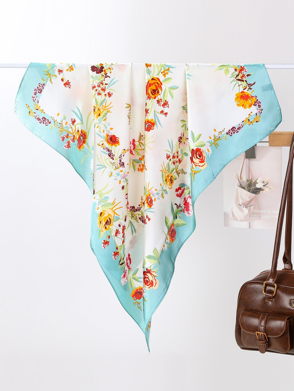 Spring Meadow Floral Silk-Feel Scarf | 40SC707