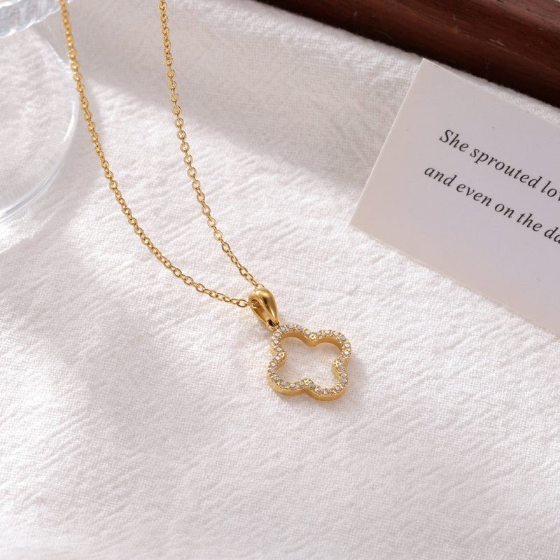 18K STAINLESS STEEL TARNISH FREE CLOVER NECKLACE | 40NK9680