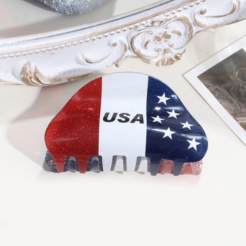 4TH OF JULY STAR USA FLAG HAIR CLAW  CLIPS | 40H1072