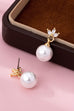 CZ Crystal Floral Pearl Drop Earrings | 80E61986
