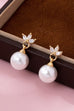 CZ Crystal Floral Pearl Drop Earrings | 80E61986