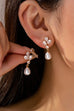 CZ Crystal Cluster & Teardrop Pearl Earrings | 80E61988